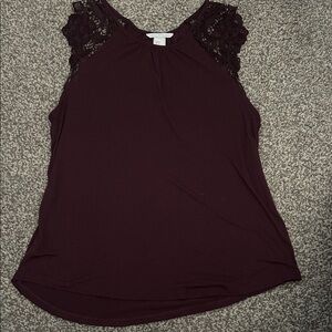 H&M Burgundy Tank Top with Lace Sleeves